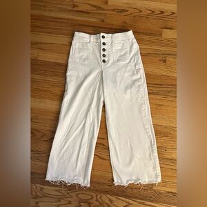 White High Waisted Express Cropped Denim Pants